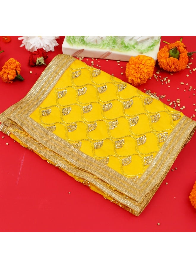 Aksharveda Medium Yellow Chunri 27x10 Inch – Traditional Decorative Chunri for Deity Shringar - Image 5