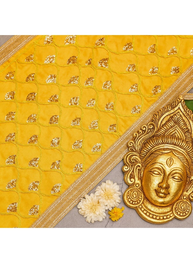Aksharveda Medium Yellow Chunri 27x10 Inch – Traditional Decorative Chunri for Deity Shringar - Image 3