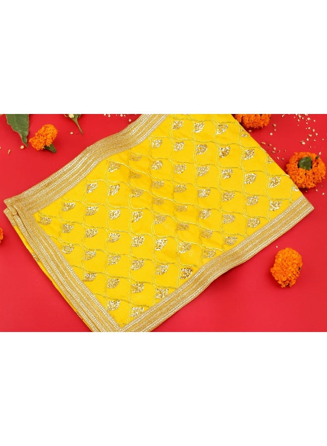 Aksharveda Medium Yellow Chunri 27x10 Inch – Traditional Decorative Chunri for Deity Shringar - Image 4