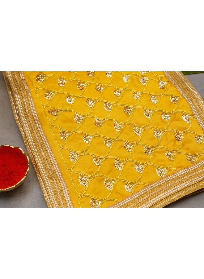 Aksharveda Medium Yellow Chunri 27x10 Inch – Traditional Decorative Chunri for Deity Shringar - Image 2