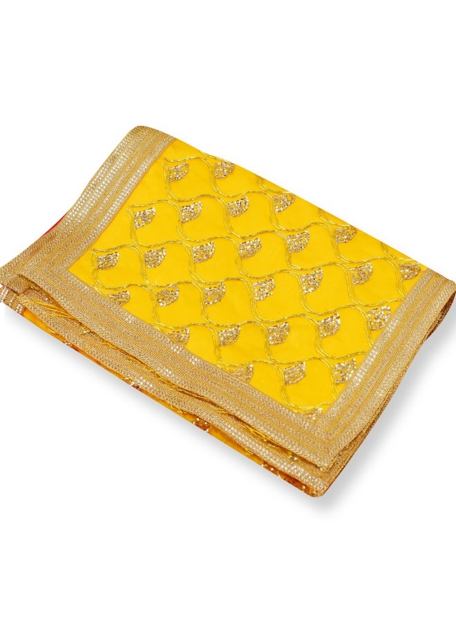 Aksharveda Medium Yellow Chunri 27x10 Inch – Traditional Decorative Chunri for Deity Shringar - Image 1