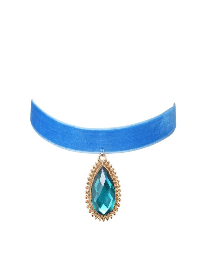RareLove Blue Rhinestone Teardrop Velvet Blue Choker Necklace for Women Princess Costume Accessories - Image 1