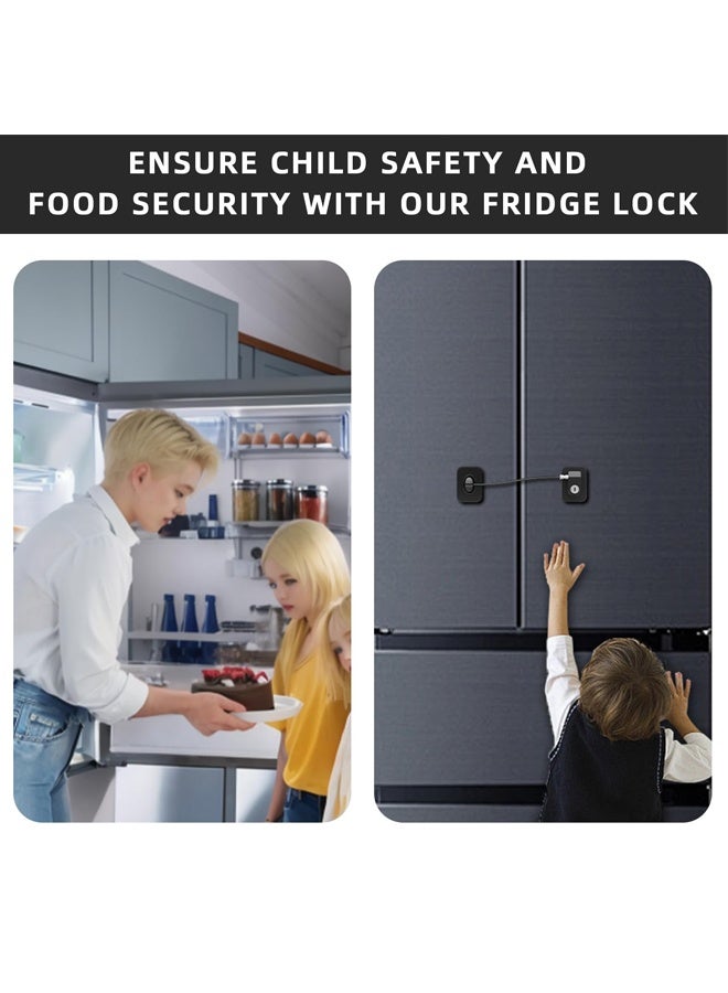 Refrigerator Lock , Fridge Lock with Silicone Wire Protection Fridge Locks for Kids Easy to Use and Install Cabinet Locks with Key, Black 2 Pack - Image 4