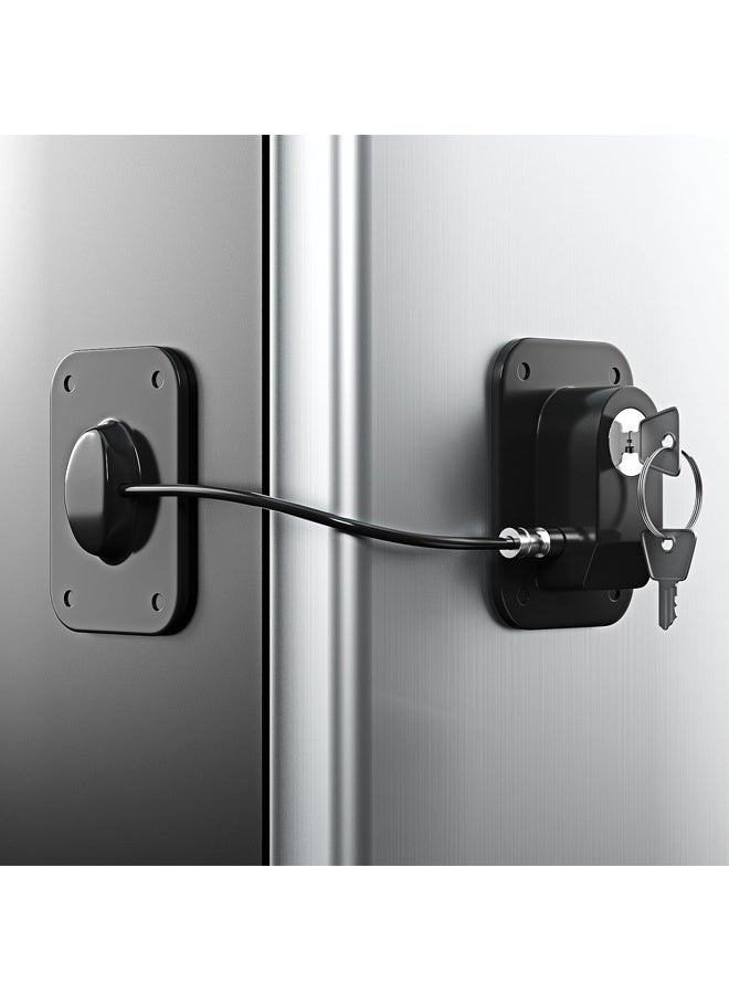 Refrigerator Lock , Fridge Lock with Silicone Wire Protection Fridge Locks for Kids Easy to Use and Install Cabinet Locks with Key, Black 2 Pack - Image 1