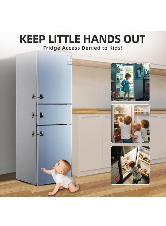 Refrigerator Lock , Fridge Lock with Silicone Wire Protection Fridge Locks for Kids Easy to Use and Install Cabinet Locks with Key, Black 2 Pack - Image 5