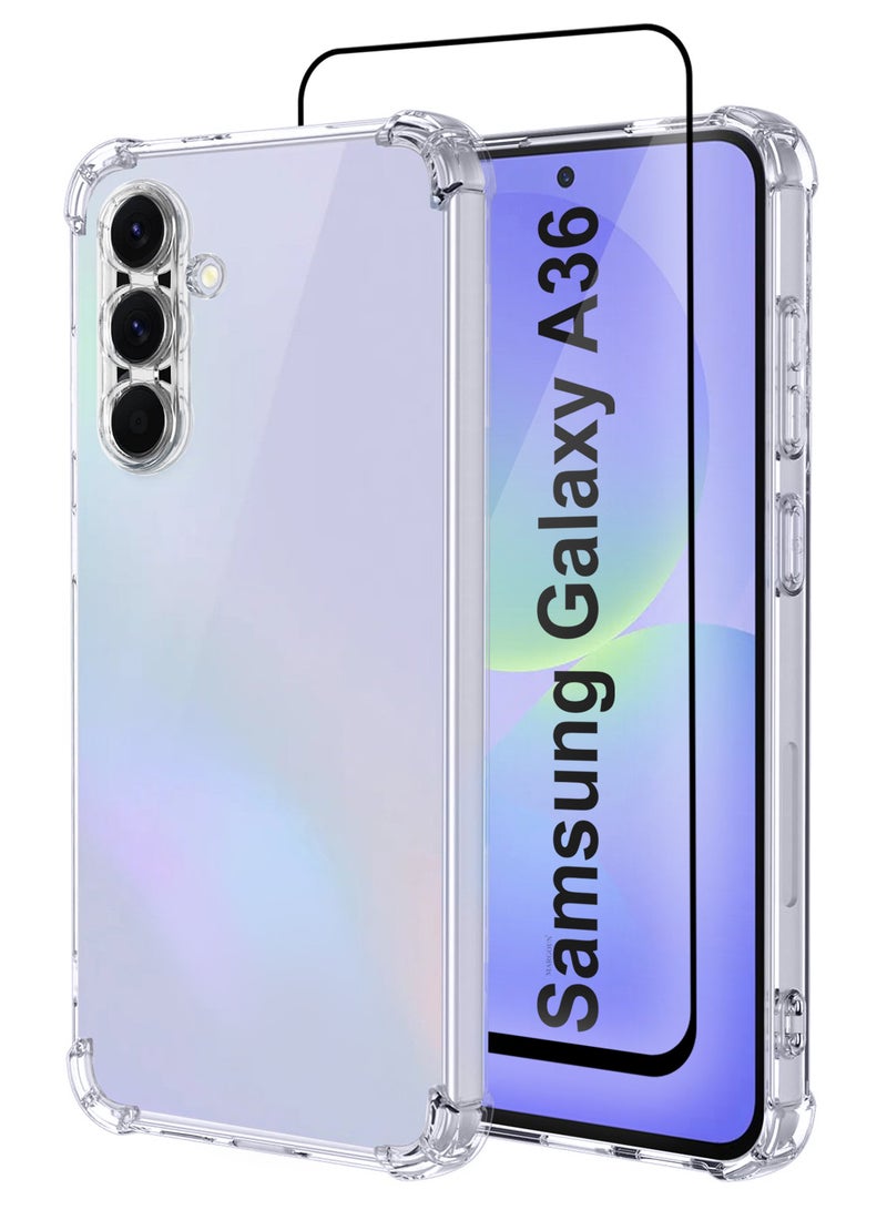 DUSALA 2Packs (for Galaxy A36 5G) TPU Gorilla Case – Transparent Shockproof Anti-Fall Cover with Screen Protector - Image 1