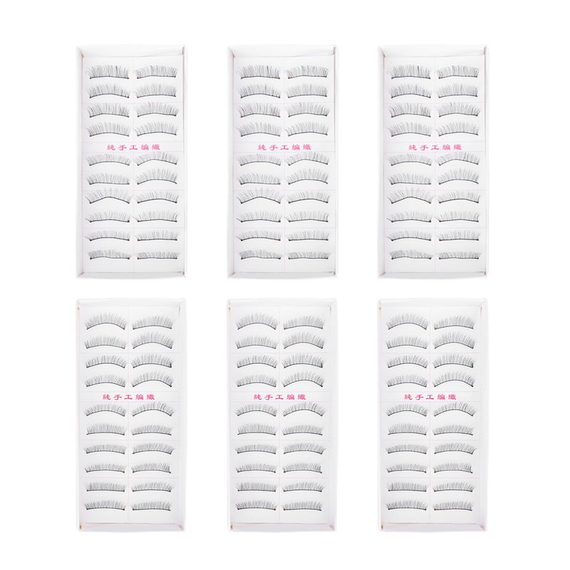 60 Pairs of Natural Cotton Thread False Eyelashes Handmade Eyelashes Makeup Accessories Black - Image 3