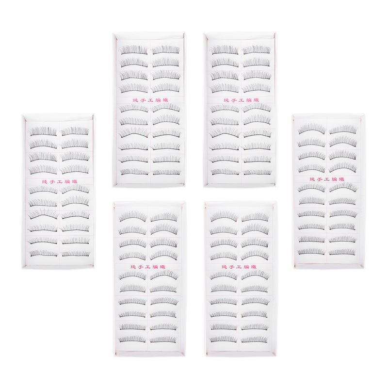 60 Pairs of Natural Cotton Thread False Eyelashes Handmade Eyelashes Makeup Accessories Black - Image 2