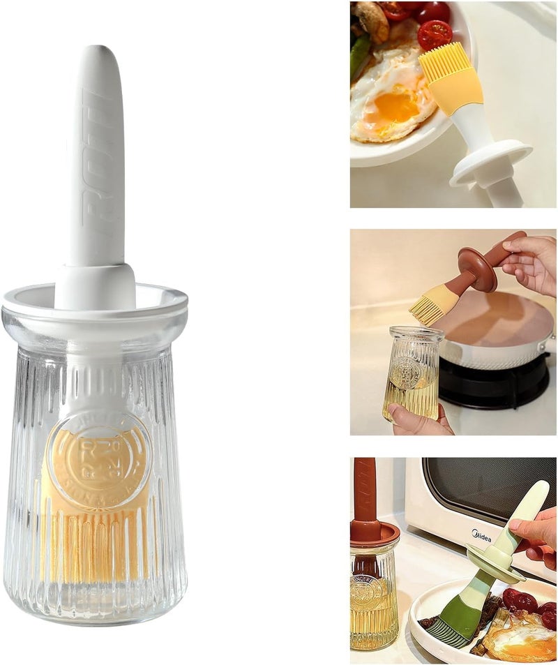 Takositio Takositio 200ml Glass Olive Oil Dispenser Bottle with Silicone Brush for Cooking Vinegar Sauce BBQ Grill Frying Baking Air Fryer Pack of 1 Multi Color