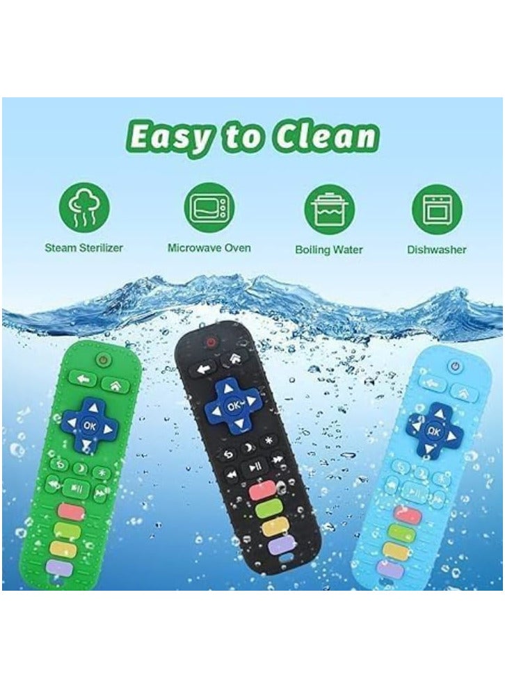 عضاضة الأطفال سيلكون شكل ريموت كنترول امنه للاطفال لعبة التسنين المصنوعة من السيليكون الناعم، أداة تطوير الأسنان للتحكم عن بعد، هدية للاستحمام  (أسود) - Image 4