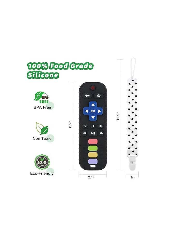 عضاضة الأطفال سيلكون شكل ريموت كنترول امنه للاطفال لعبة التسنين المصنوعة من السيليكون الناعم، أداة تطوير الأسنان للتحكم عن بعد، هدية للاستحمام  (أسود) - Image 2