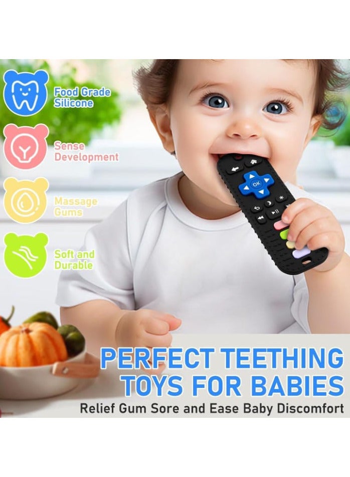 عضاضة الأطفال سيلكون شكل ريموت كنترول امنه للاطفال لعبة التسنين المصنوعة من السيليكون الناعم، أداة تطوير الأسنان للتحكم عن بعد، هدية للاستحمام  (أسود) - Image 3