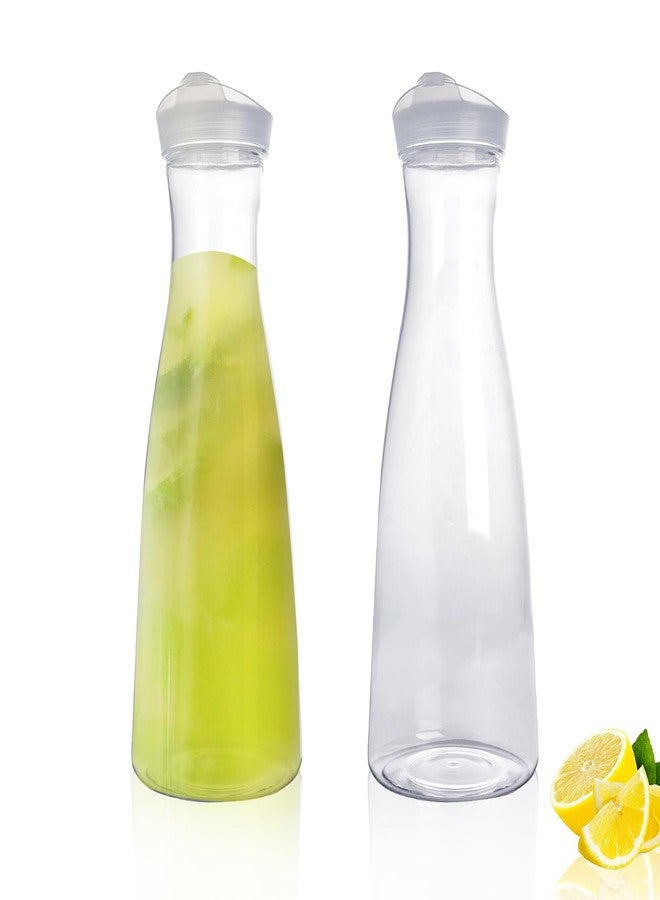 WELKOR 2 pack 50 oz Plastic Water Carafe with Flip Top Lid, Round Base Juice Containers for Mimosa Bar - BPA-Free Leakproof Beverage Pitcher for Water, Iced Tea, Milk & Fridge Storage（2Pack/50oz ） - Image 1