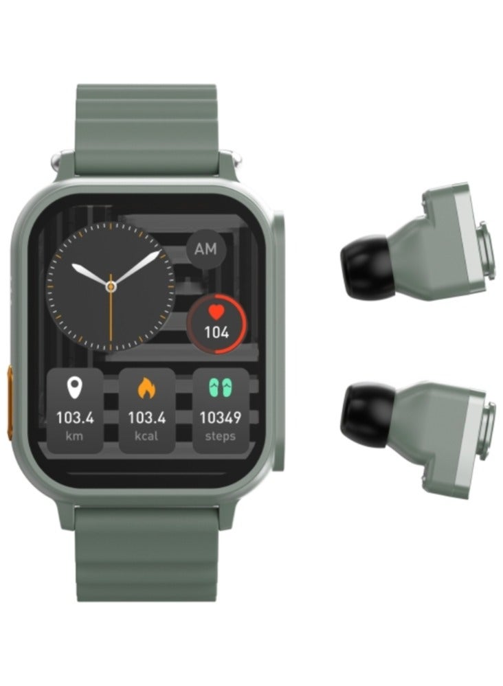 AROAQ N22 1.96 inch Color Screen  2 in 1 Smart Watch And TWS Headphone,Support Heart Rate Monitoring / Blood Pressure Monitoring / Blood Oxygen Monitoring(GREEN)  - Image 4