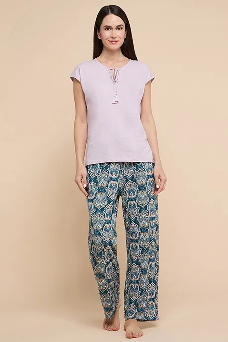 R&b Patterned Lounge Pants with Drawstring Waist