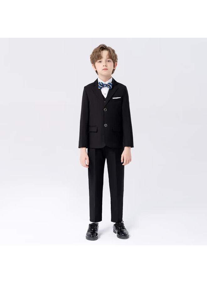 Luobobeibei Children's Suit Autumn Winter Boys Blazer Middle And Small Kids Formal Set Piano Performance Outfit Black Five-piece Set Size 160 - Image 4