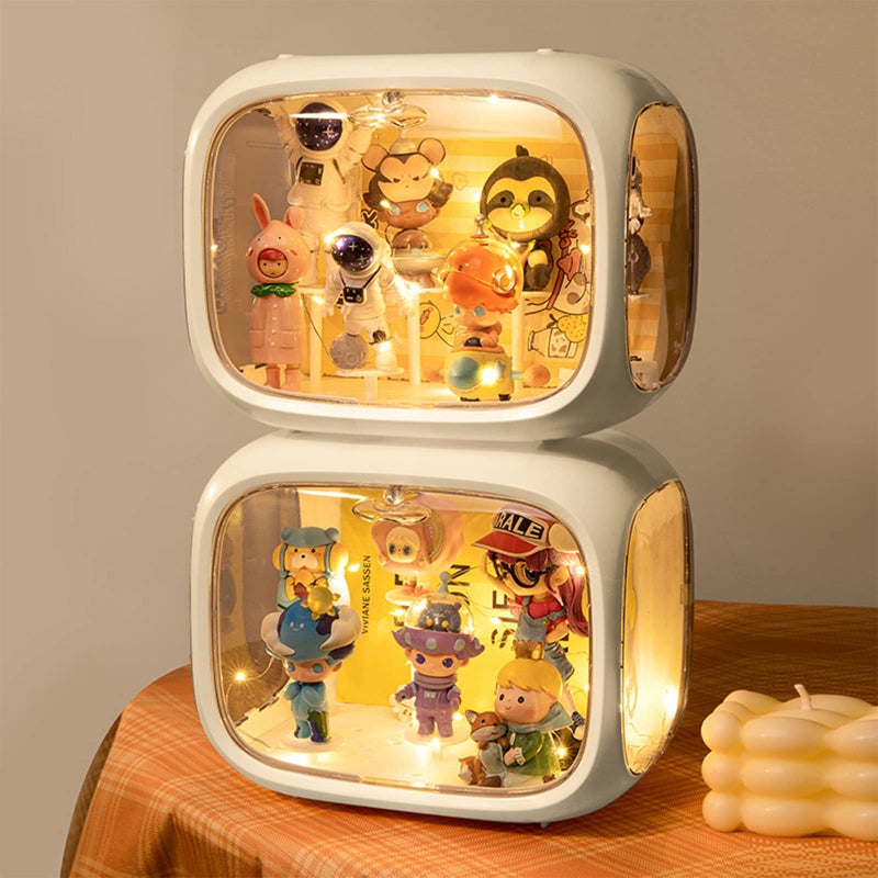 WMM Clear Acrylic Display Case for Figures with LED Light, Dustproof & Moistureproof Display Stand with Door, Storage Box for Lego Collectibles, Action Figures, Pop Mart and Model Toys - Image 2