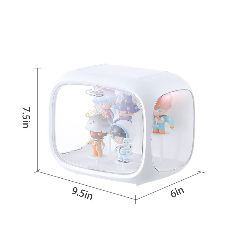 WMM Clear Acrylic Display Case for Figures with LED Light, Dustproof & Moistureproof Display Stand with Door, Storage Box for Lego Collectibles, Action Figures, Pop Mart and Model Toys - Image 3