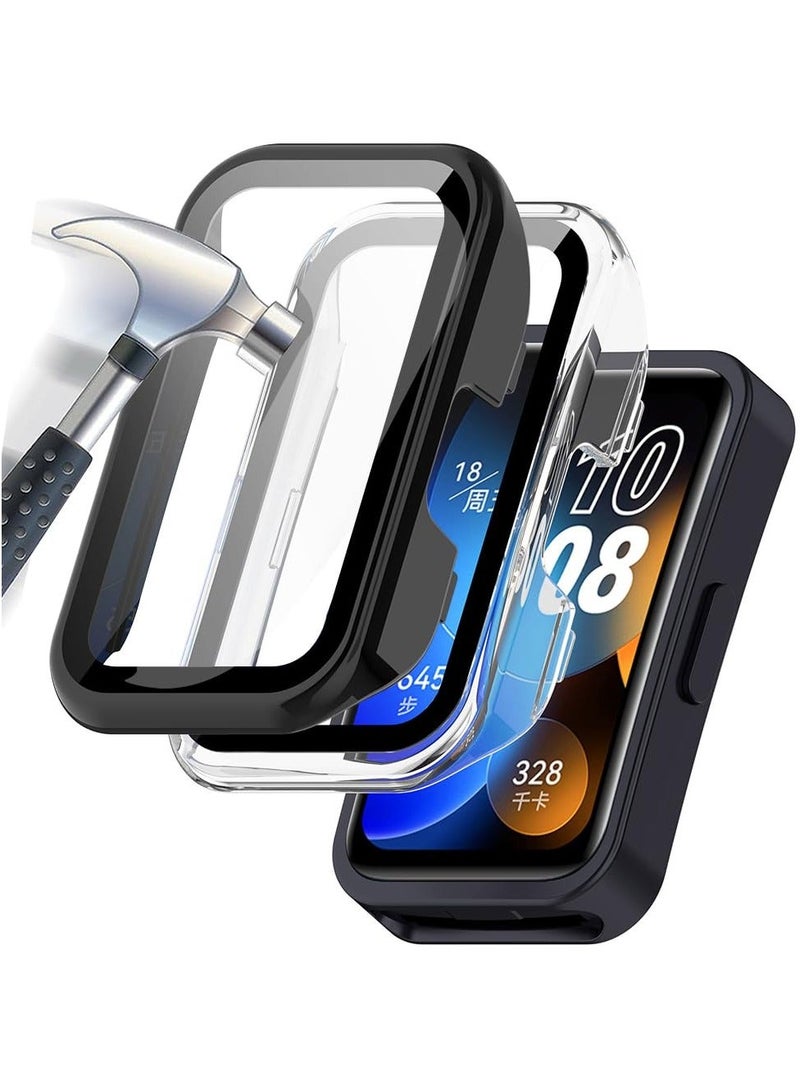 Y&D 2-Pack Screen Protector Cases Compatible with Huawei Band 8,All-Around Soft TPU Protective Case Cover Bumper Frame (Clear/Black) - Image 1