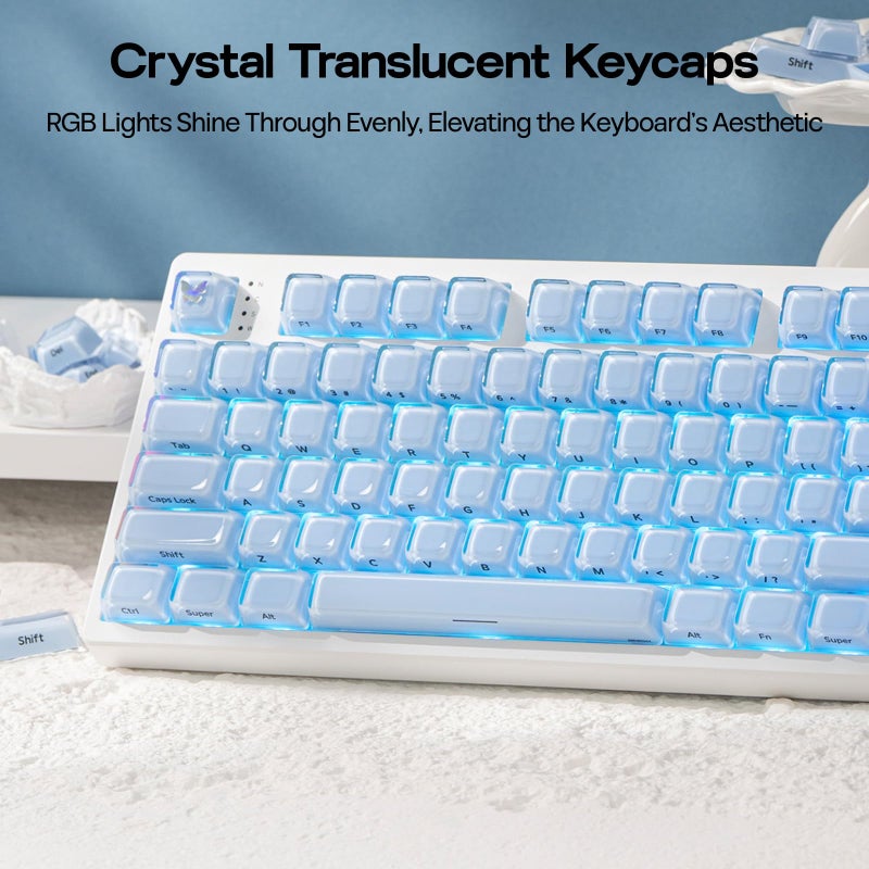 EPOMAKER Lusterfly Jelly Keycaps Set - 123 Keys Double-Shot Laser Engraved, MDA Profile, ABS+PC, Non-Shine-Through, MX-Compatible for 61/68/84/87/98/100/104-Key Mechanical Keyboard (Blue) - Image 4