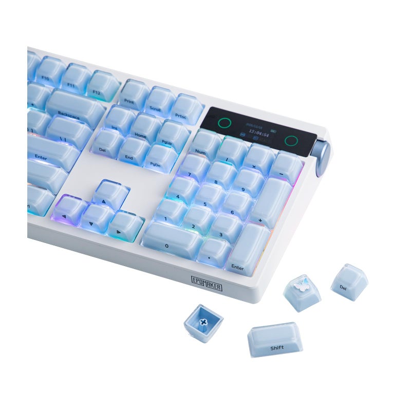 EPOMAKER Lusterfly Jelly Keycaps Set - 123 Keys Double-Shot Laser Engraved, MDA Profile, ABS+PC, Non-Shine-Through, MX-Compatible for 61/68/84/87/98/100/104-Key Mechanical Keyboard (Blue) - Image 1