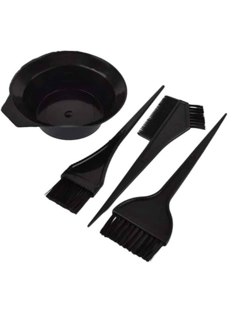 ECVV 4pcs Professional Hair Color Dye Brush Set Black Mixing Bowl & Salon Kit Tint Tool - Image 1