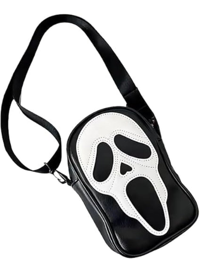 BIGTHREE Ghostface Crossbody Bag, PU Leather Halloween Shoulder Purse for Women & Men, Lovely Ghost Face Purse, Gothic Spooky Party Accessory, Scream-Inspired Phone Bag - Image 1