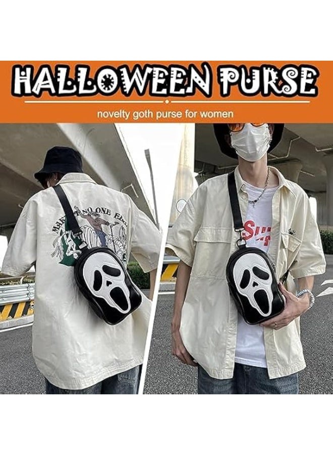 BIGTHREE Ghostface Crossbody Bag, PU Leather Halloween Shoulder Purse for Women & Men, Lovely Ghost Face Purse, Gothic Spooky Party Accessory, Scream-Inspired Phone Bag - Image 4