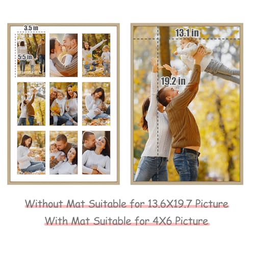 Frametory - 13.6x19.7 Aluminum Collage Picture Frame - Display 4x6 Pictures with 9 Openings Mat - Real Glass Front - Horizontal/Vertical Wall Mount - Gold 1 Pack - Image 4