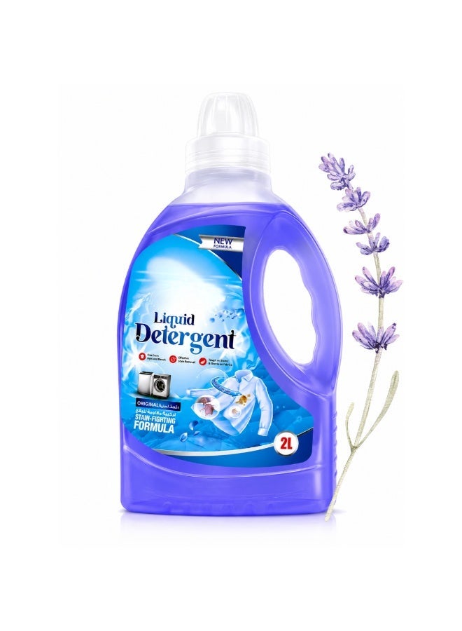 VELMORE Liquid Detergent 2L | Powerful Stain Fighting Formula |Gentle on Fabrics, Long Lasting Freshness, Suitable for Front Load, Top Load and Hand Wash - Lavender - Image 1