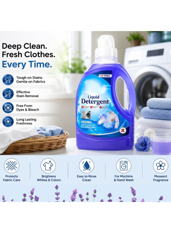 VELMORE Liquid Detergent 2L | Powerful Stain Fighting Formula |Gentle on Fabrics, Long Lasting Freshness, Suitable for Front Load, Top Load and Hand Wash - Lavender - Image 5