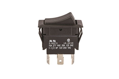 NSI 77040RQ Rocker Switch, On-On Circuit Function, DPDT, 20/10 amps at 125/250 VAC, 0.75" Width, 1.348" Height, 0.762" Depth, Black - Image 4