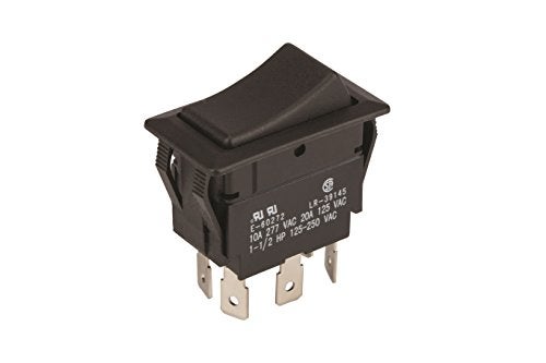 NSI 77040RQ Rocker Switch, On-On Circuit Function, DPDT, 20/10 amps at 125/250 VAC, 0.75" Width, 1.348" Height, 0.762" Depth, Black - Image 3