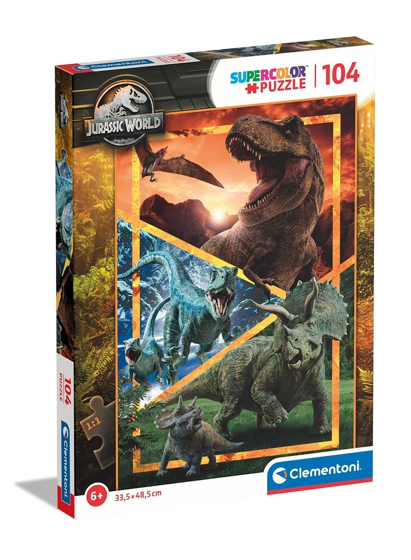 Clementoni Jurassic World Puzzle for Kids 104 Pieces – Jigsaw Puzzle Game, Fun Educational Toy for Developing Intelligence and Concentration for Kids Aged 6 Years and Above - Image 1