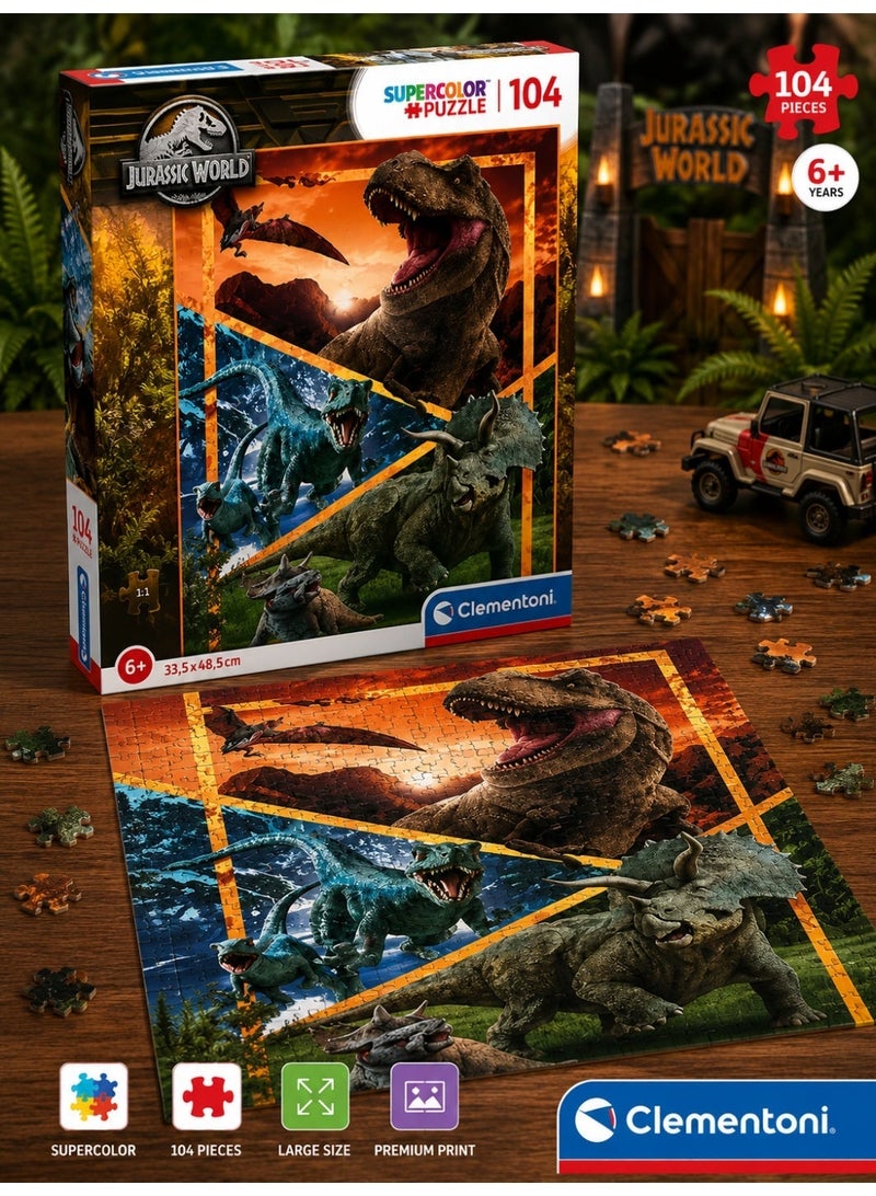 Clementoni Jurassic World Puzzle for Kids 104 Pieces – Jigsaw Puzzle Game, Fun Educational Toy for Developing Intelligence and Concentration for Kids Aged 6 Years and Above - Image 2