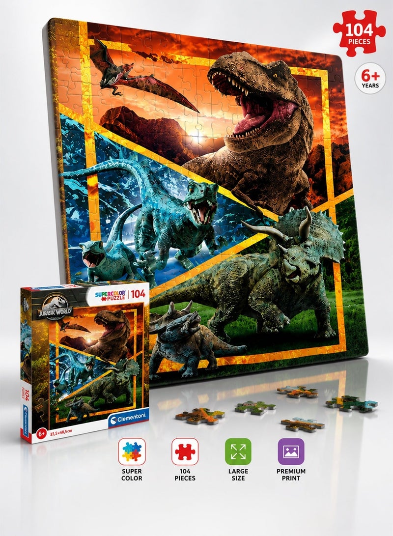 Clementoni Jurassic World Puzzle for Kids 104 Pieces – Jigsaw Puzzle Game, Fun Educational Toy for Developing Intelligence and Concentration for Kids Aged 6 Years and Above - Image 3