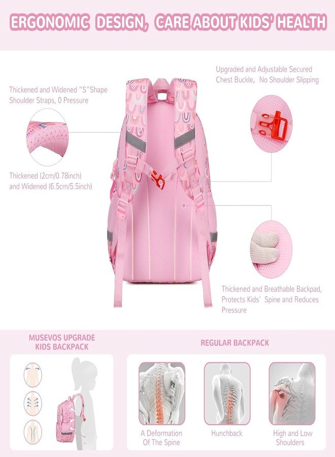 MOCA Kids Backpack, Kawaii Printed Girls Boys Bookbags for Preschool, Lightweight School Backpack for Primary and Elementary and Kindergarten, Waterproof Teen Backpacks (Rainbow/Pink) - Image 4