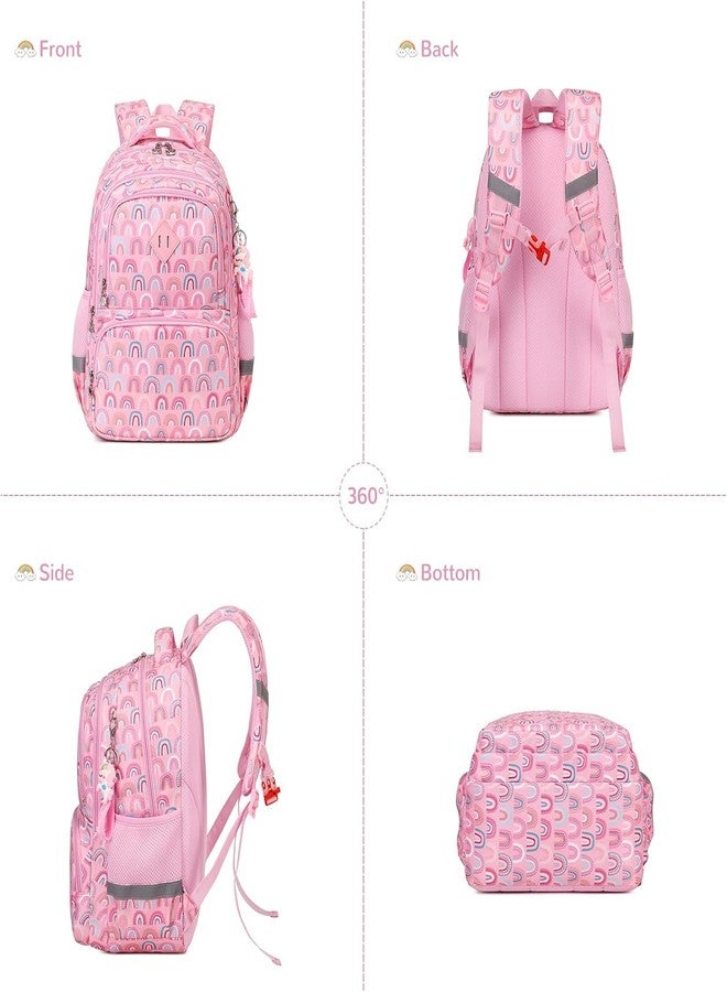 MOCA Kids Backpack, Kawaii Printed Girls Boys Bookbags for Preschool, Lightweight School Backpack for Primary and Elementary and Kindergarten, Waterproof Teen Backpacks (Rainbow/Pink) - Image 5