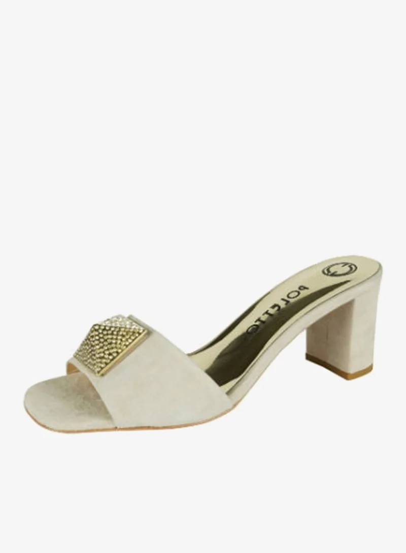 Poletto Nude Poletto Ladies Block Heel 4183174 V1 C742 Nude for Women | Best Price UAE