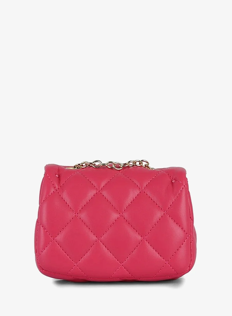 Lion Llama Fuchsia Mini Quilted PU Crossbody Bag | Trendy Mini Quilted Shoulder Purse for Women & Girls | Stylish Small Handbag for Women | Best Price UAE