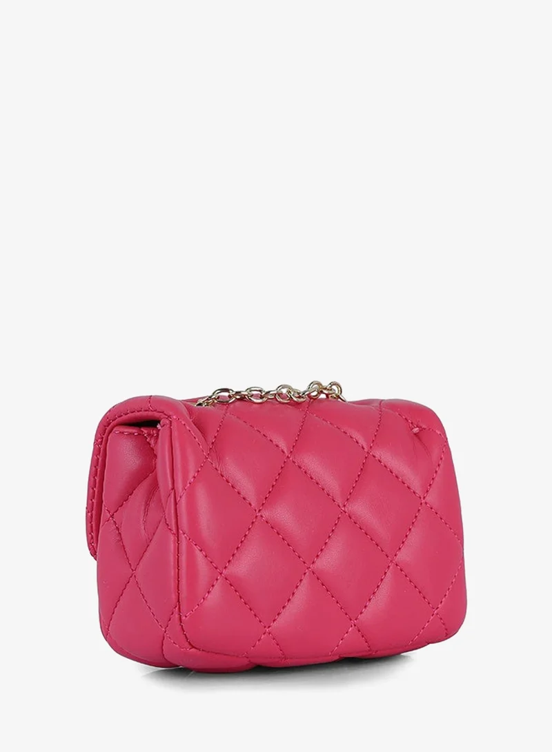 Lion Llama Fuchsia Mini Quilted PU Crossbody Bag | Trendy Mini Quilted Shoulder Purse for Women & Girls | Stylish Small Handbag for Women | Best Price UAE