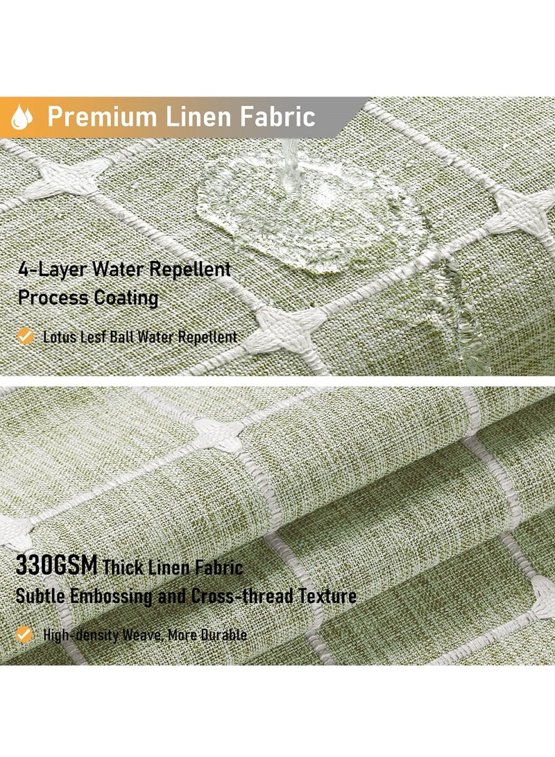 SYOSI Linen Farmhouse Shower Curtain with Tassel, Rustic Heavy Duty Fabric Set, Water Repellent, Bohemian Vintage Country Design, Thick Cloth Bathroom Shower Curtains, Sage Green, 72x72 - Image 4