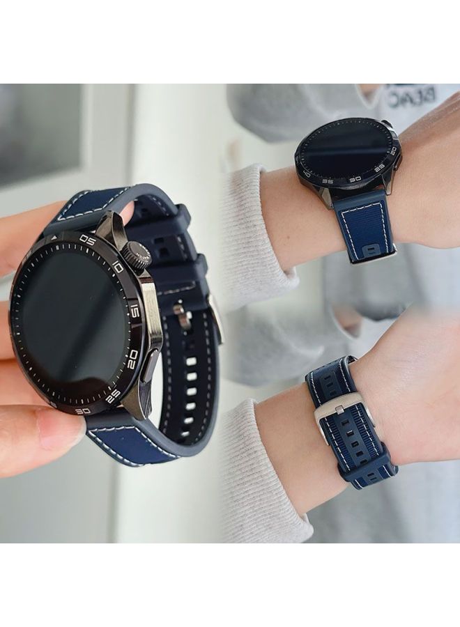 Loquat For OPPO Watch 3/4pro Strap Composite Silicone OPPO3/2/1 Woven Wristband Nylon New-Color:Dark Blue - Suitable For Oppo Watch2 46mm  - Image 1