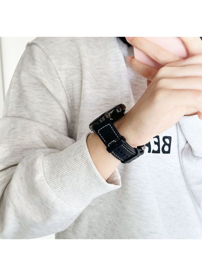 Loquat For OPPO Watch 3/4pro Strap Composite Silicone OPPO3/2/1 Woven Wristband Nylon New-Color:Dark Blue - Suitable For Oppo Watch2 46mm  - Image 3