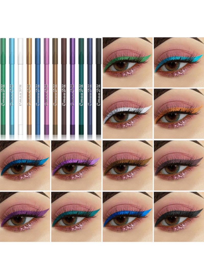 CmaaDu 12 Colors Eyeliner Set with Two Pencil Sharpener, All in One Eye Makeup Gift Kit Contain Glitter and Matte for Women - Image 2
