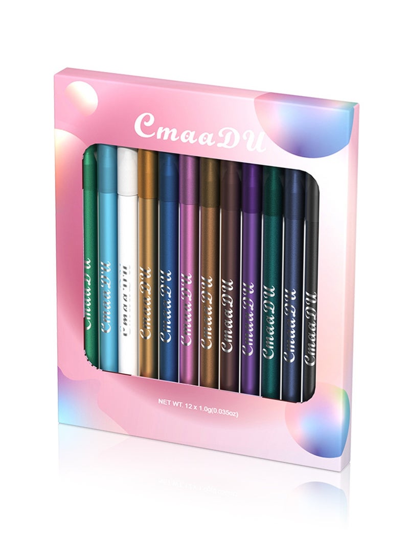 CmaaDu 12 Colors Eyeliner Set with Two Pencil Sharpener, All in One Eye Makeup Gift Kit Contain Glitter and Matte for Women - Image 1