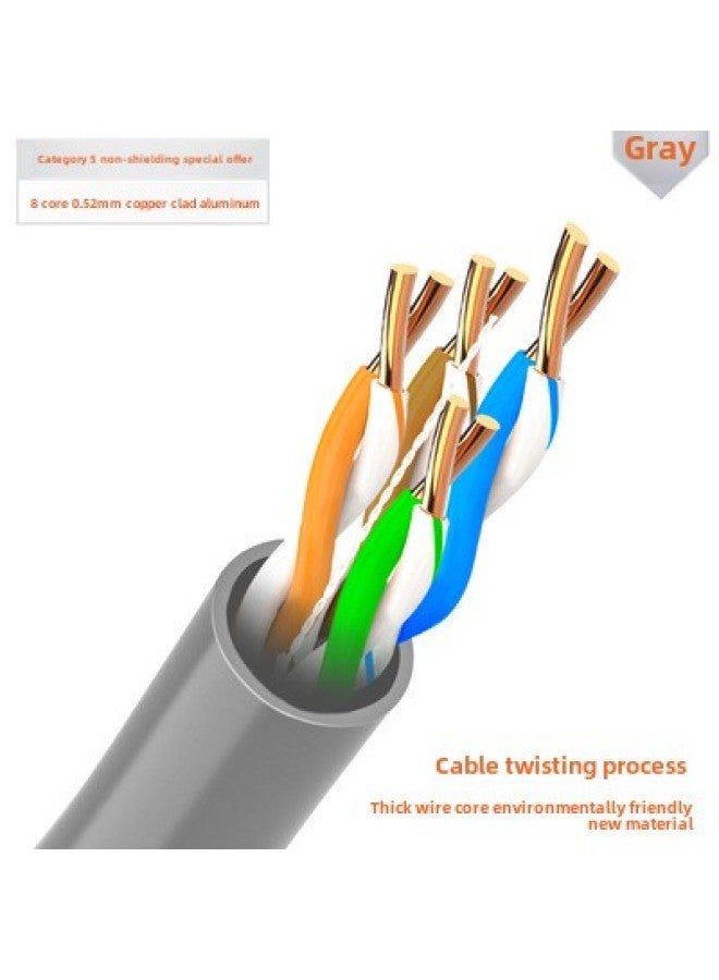 Network Cable Anpu Super Six Class 6 Super Five Household Gigabit Oxygen-free Copper Double Shielded Broadband Monitoring Outdoor POE Network-Color:Super Five  Gray Special Offer-Line Length:150m  - Image 1
