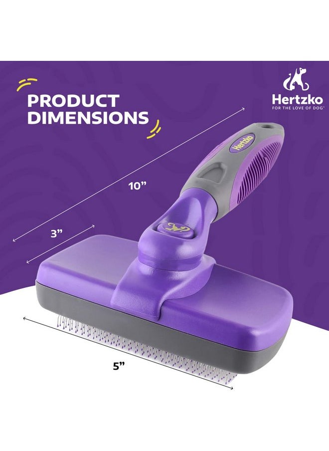 Hertzko - Hertzko Dog Brush - Self-Cleaning Slicker Brush for Dogs and Cats - Gently Removes Loose Hair, Tangles, and Dirt - Regular Size Grooming Brush for Sensitive Skin, Suitable for Long or Short Coats - Image 1