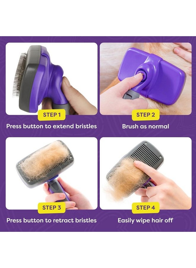 Hertzko - Hertzko Dog Brush - Self-Cleaning Slicker Brush for Dogs and Cats - Gently Removes Loose Hair, Tangles, and Dirt - Regular Size Grooming Brush for Sensitive Skin, Suitable for Long or Short Coats - Image 1