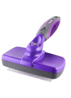 Hertzko Dog Brush - Self-Cleaning Slicker Brush for Dogs and Cats - Gently Removes Loose Hair, Tangles, and Dirt - Regular Size Grooming Brush for Sensitive Skin, Suitable for Long or Short Coats